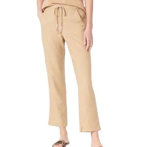 J. Crew Seaside Sand Linen Blend Pull-On Tie Waist Crop Pants NWT